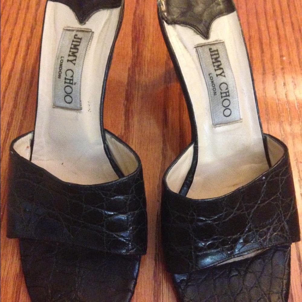 Jimmy Choo croc embossed open toe slides
